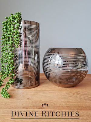 Cylinder Glass Vase Silver