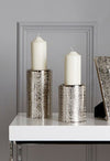Silver Hammered effect candle holder