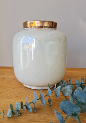 Tony Gold Rim White Vase