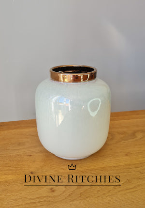 Tony Gold Rim White Vase